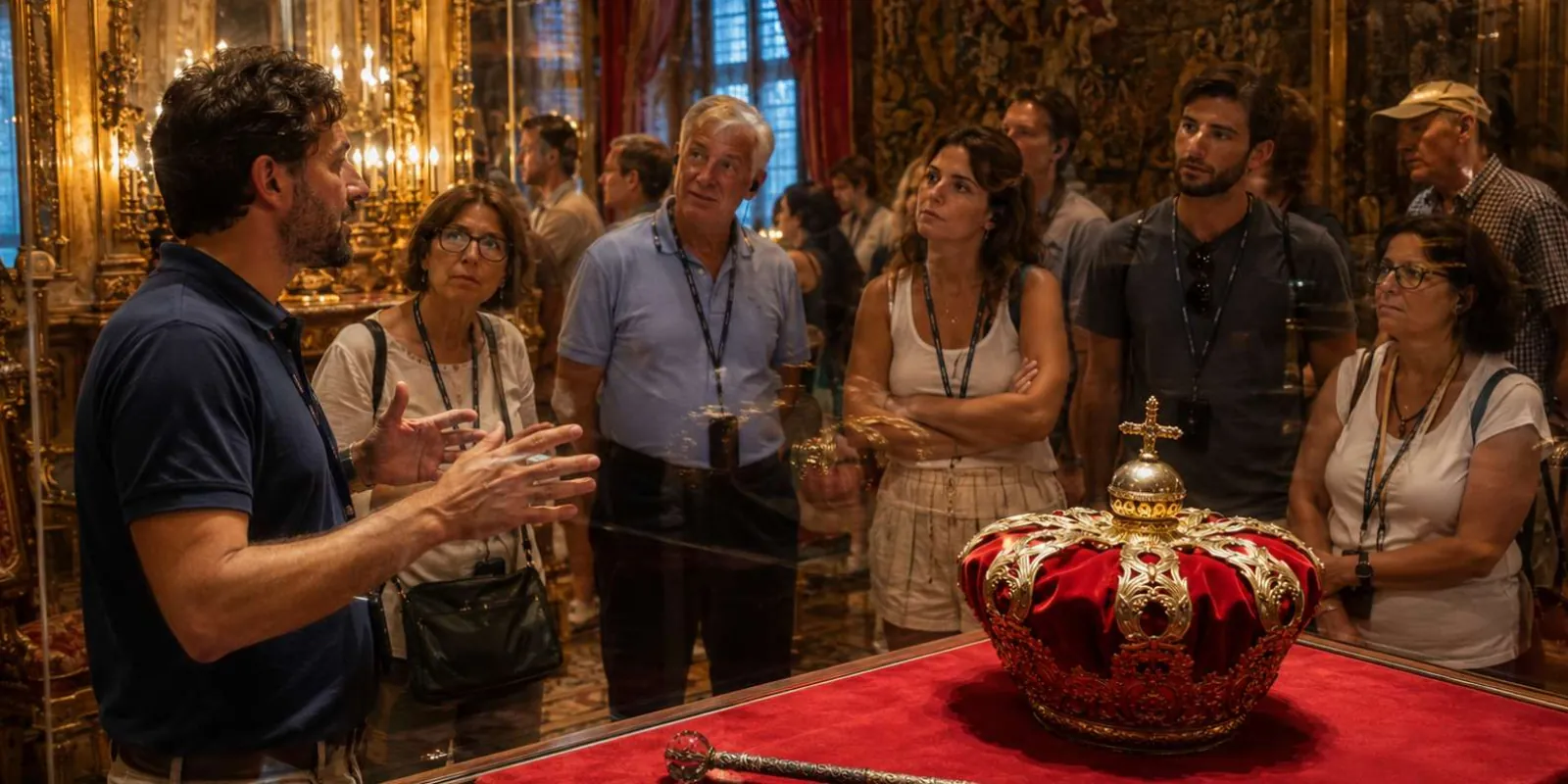 Guide explaining the crown and sceptre display