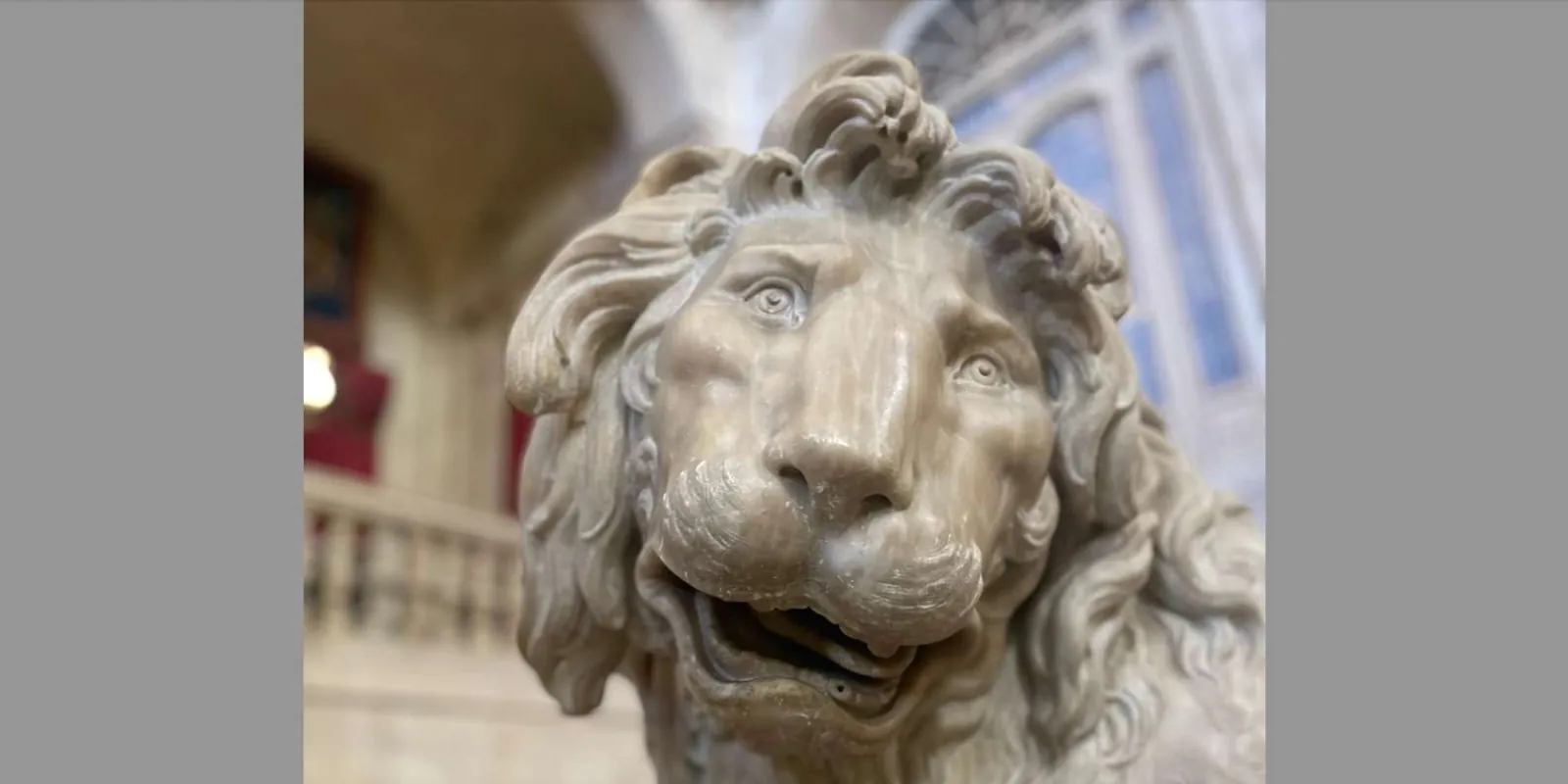 Carved lion detail inside the palace